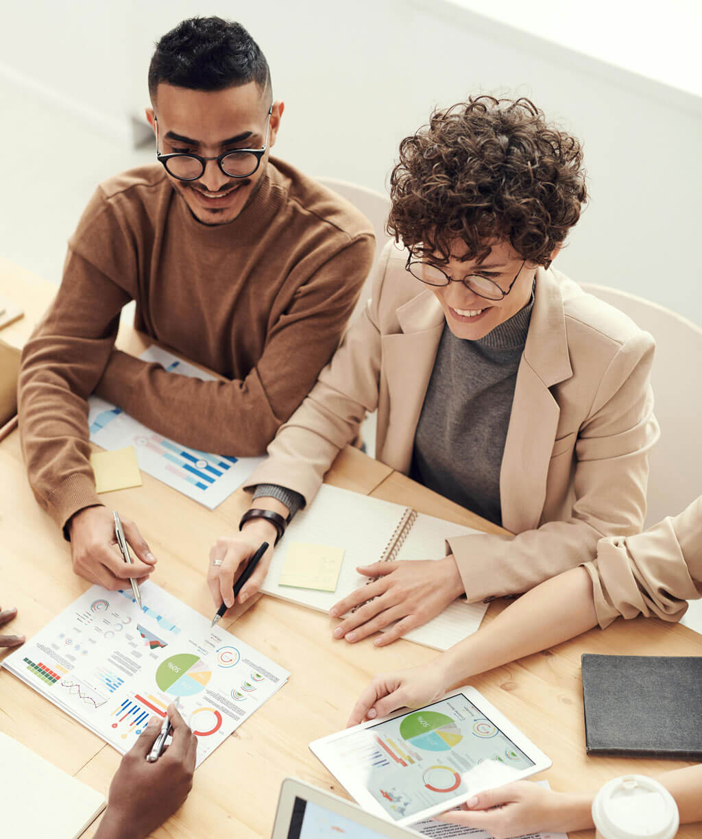 business professionals analyzing statistical data