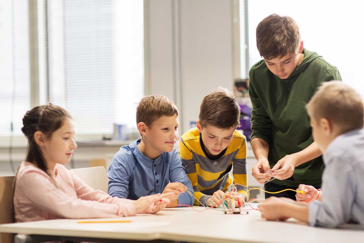 Students engaged in Electrical Engineering Project