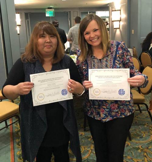 Charity G. Embley, left, and Crystal D. Rose won SERA Deans' Awards for Exceptional Graduate Student Research.