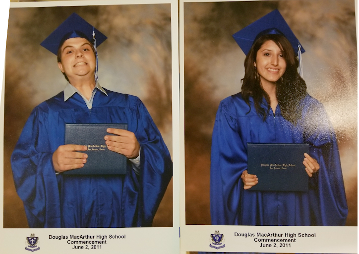 Justine and Preston Teters posing for high school graduation photos