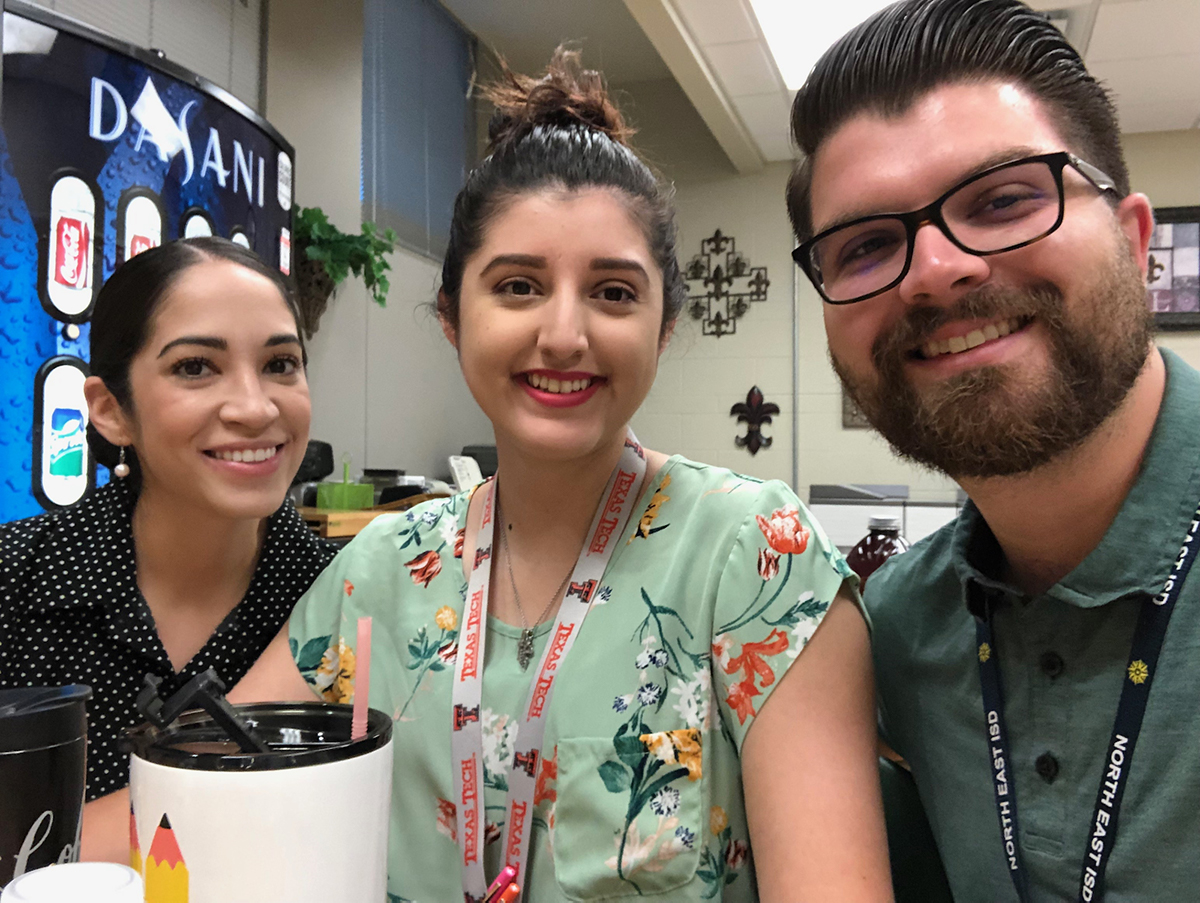 Justine and Preston Teters posing with a friend on their last day in the TechTeach Across Texas program