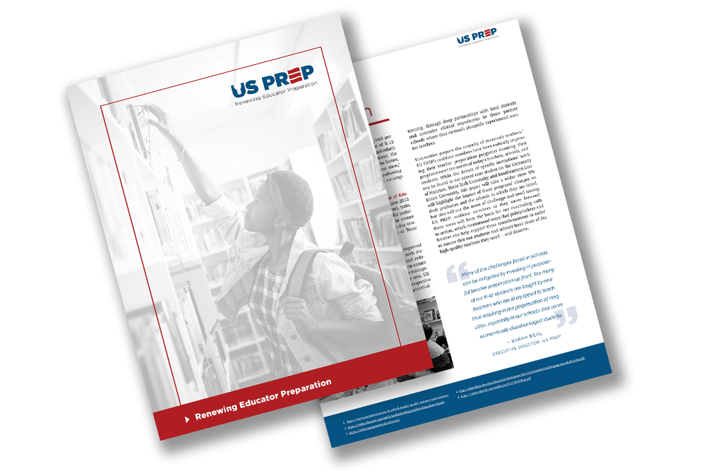 Pages from US PREP's white paper on renewing educator preparation