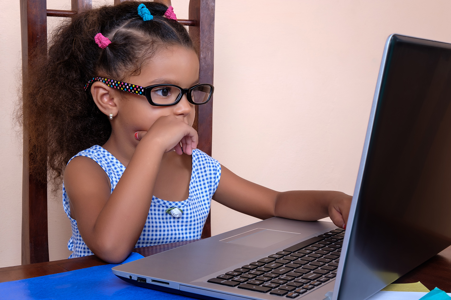 Young girl at a computer