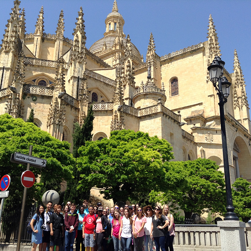 College of Education study abroad students pose in Madrid, Spain.