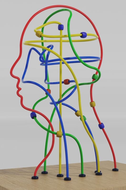 3d model of a wire sculpture of a human head