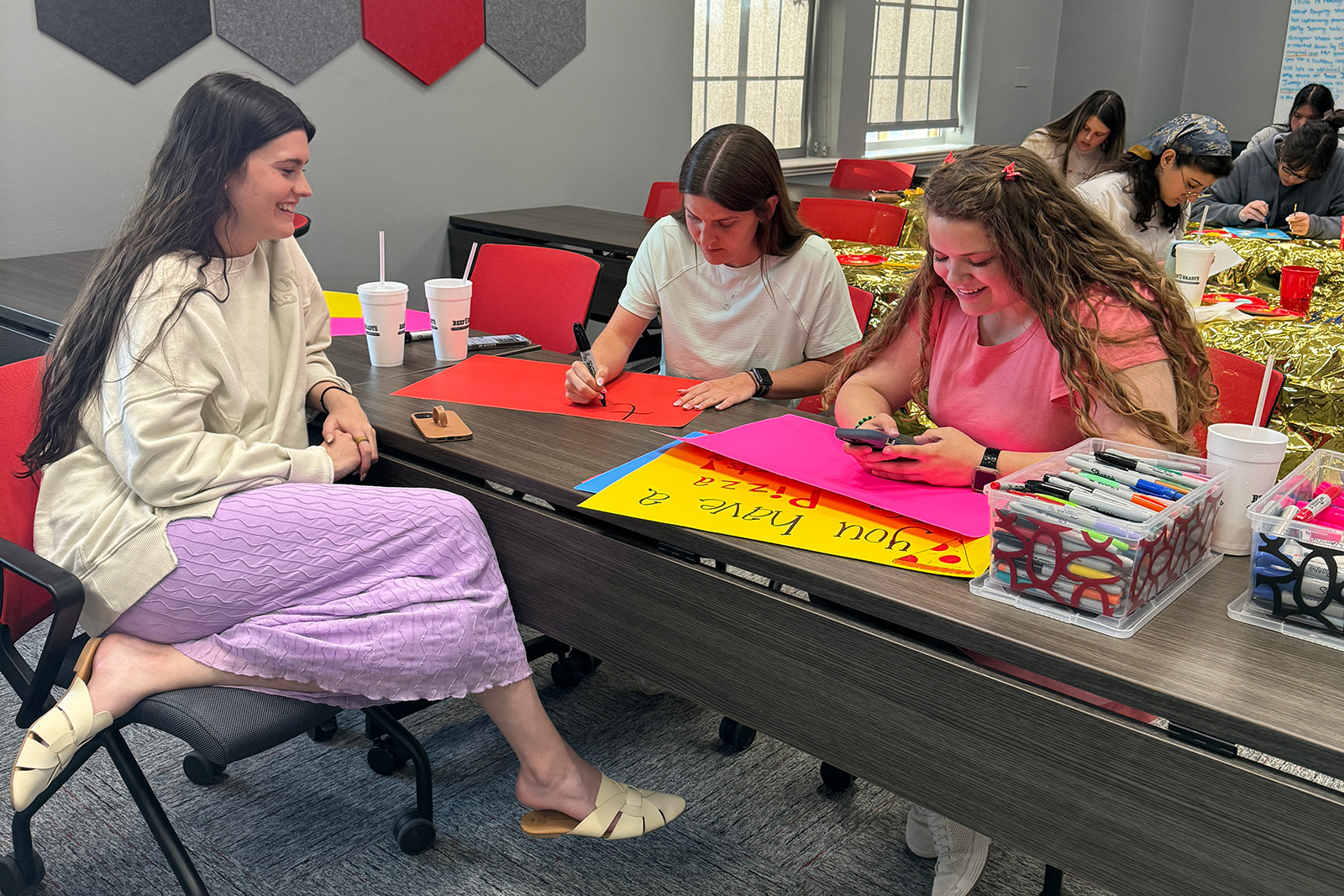 Students making posters