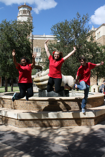  Undergraduate Education Ambassadors by the fountain