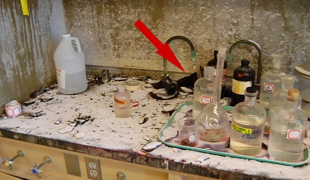Improper waste segregation detonates bottle