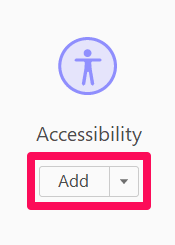 Accessibility tool icon in Adobe Acrobat Pro DC with red box around Add button