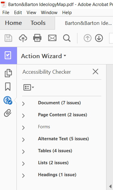 Accessibility Checker result shown in Adobe Acrobat Pro DC