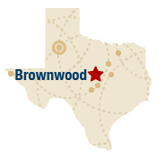 Map of Texas showing Brownwood Location