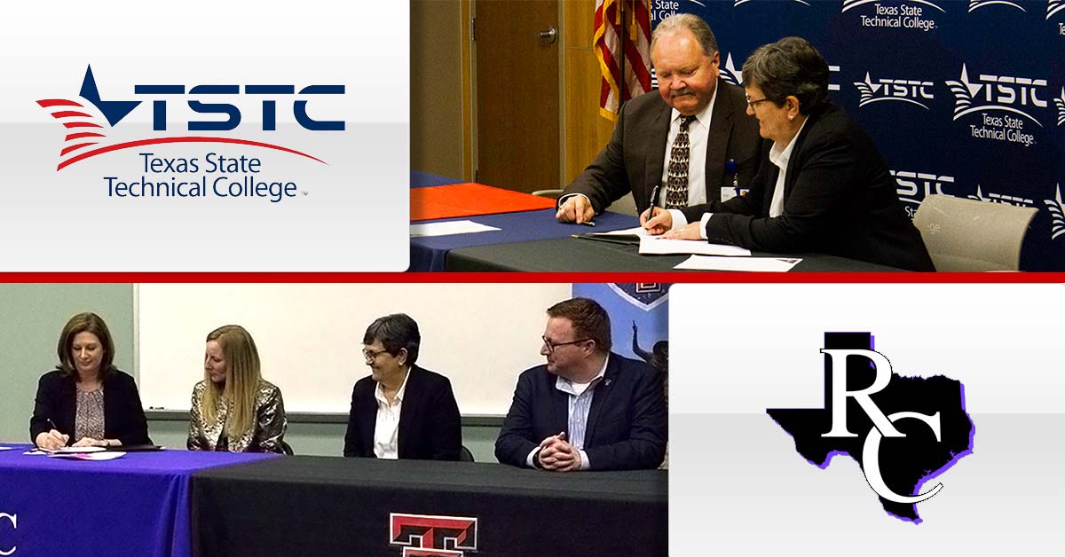 composite image of Texas State Technical College, Ranger College and Texas Tech University representatives