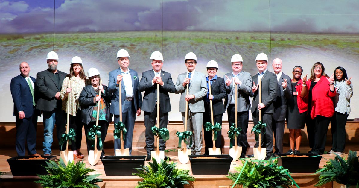 Texas Tech Top Brass pose for a picture at the groundbreaking for a new partnership facility in Forney, Texas