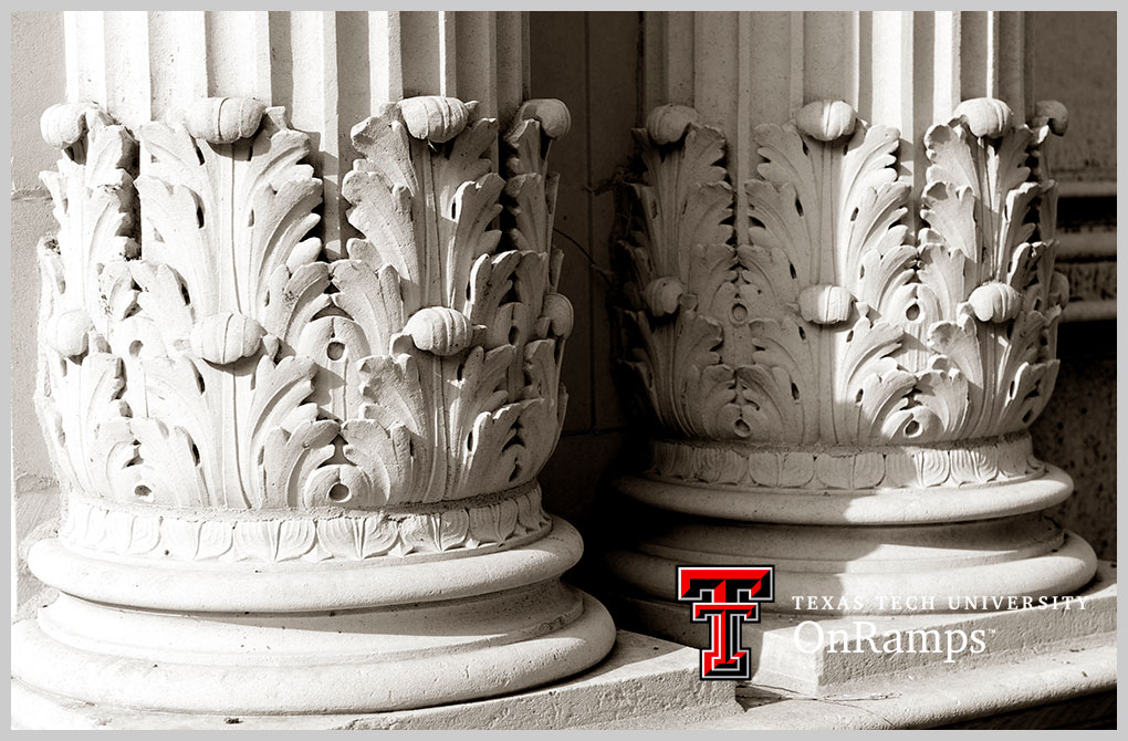View of column bases on the Administration Building