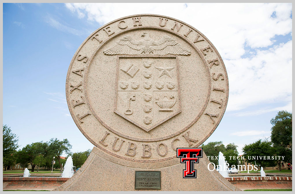 University Seal sculpture and fountains