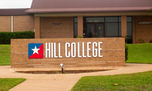 Photo of building with Hill College logo