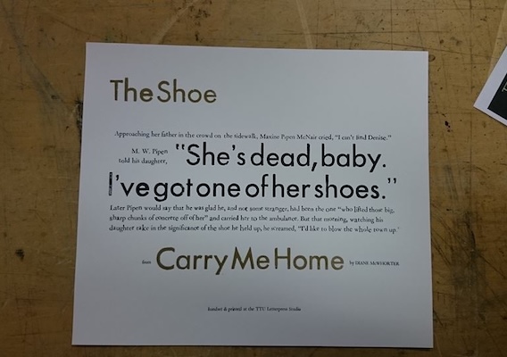 Printed poem "The Shoe" printed by a letterpress