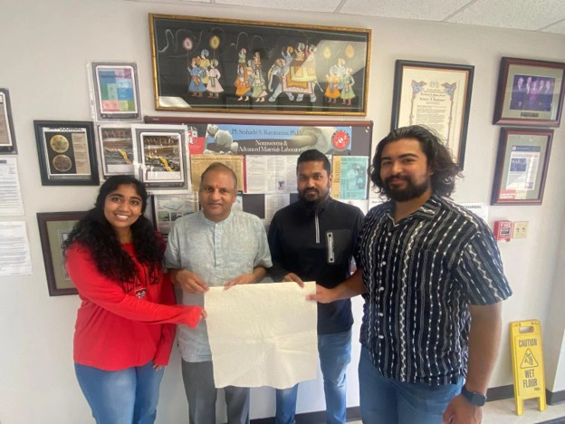 Ramkumar lab holding nonwoven sample Ramkumar lab holding nonwoven sample