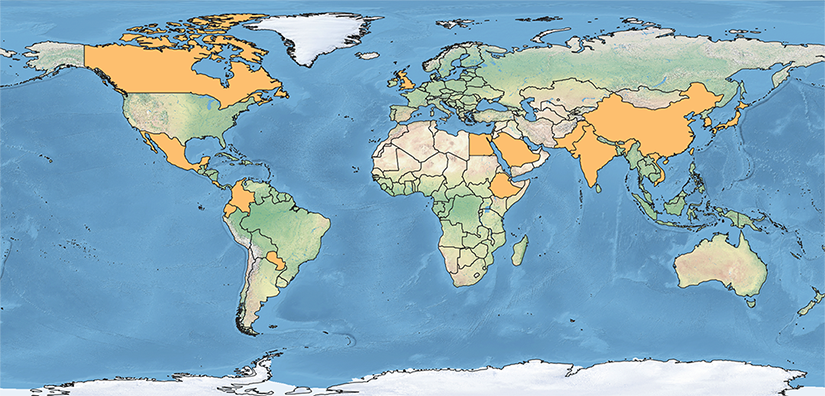 Map of countries international students