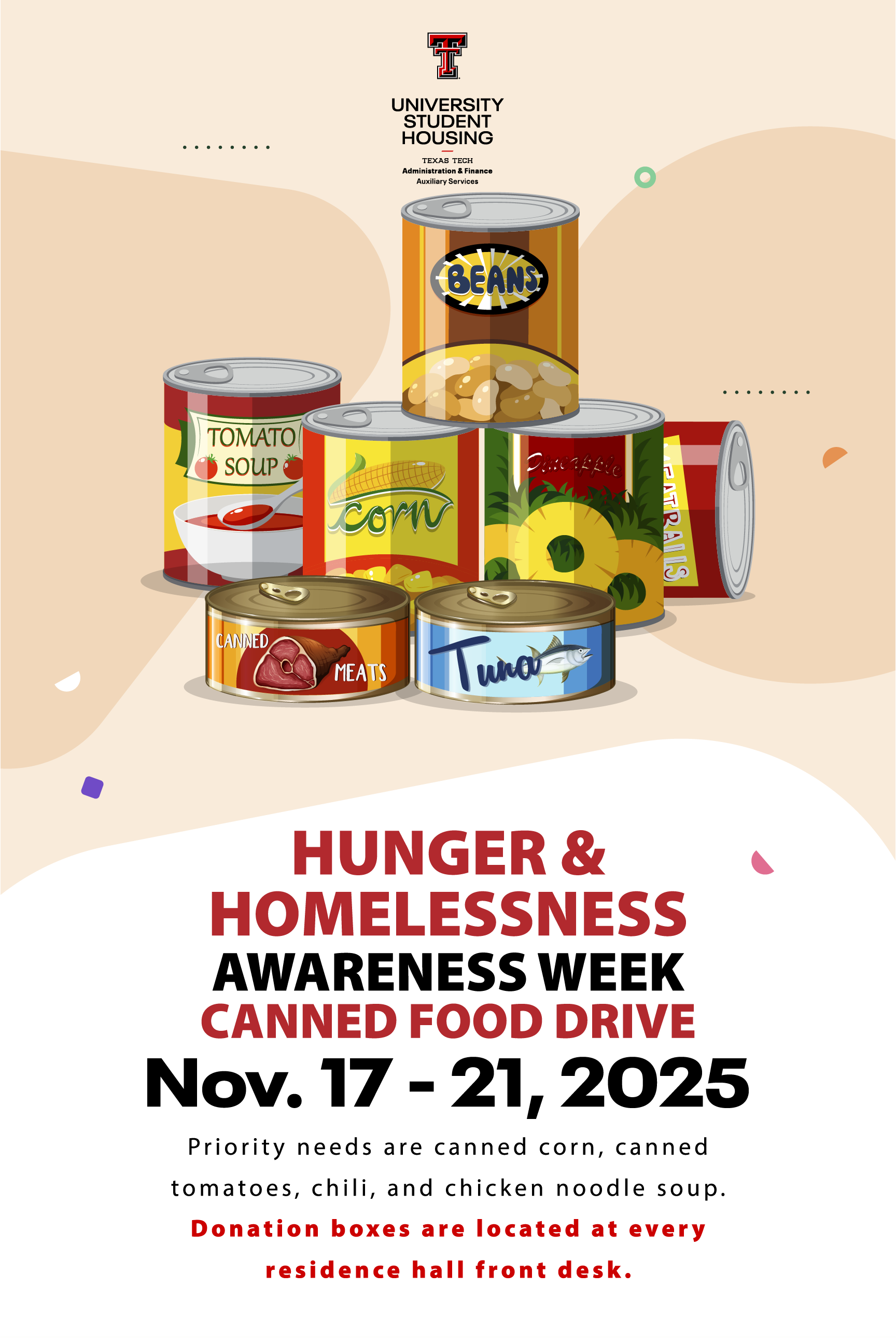 hunger and homelessness awareness canned food drive