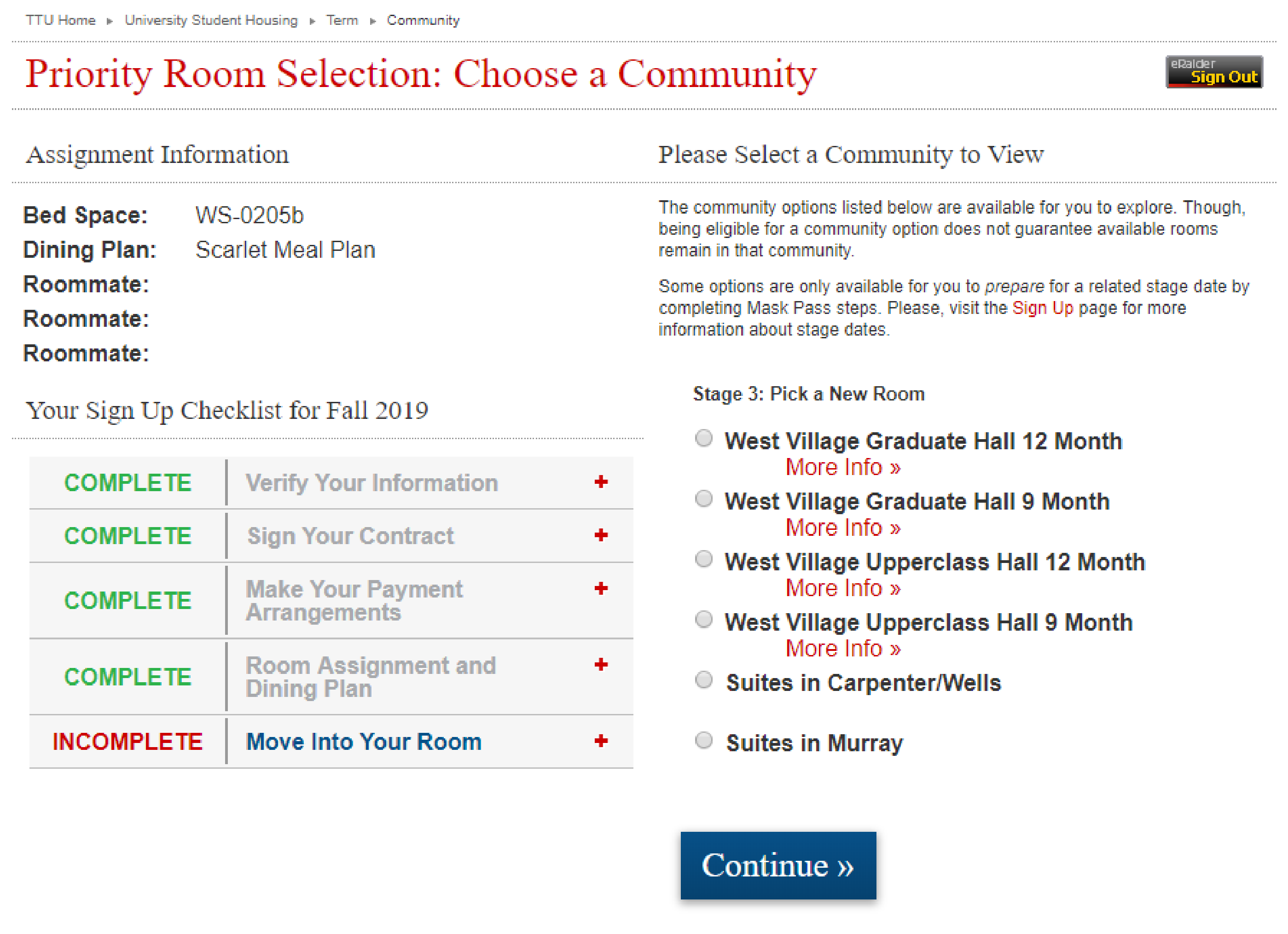 Priority Room Selection: Choose a Community