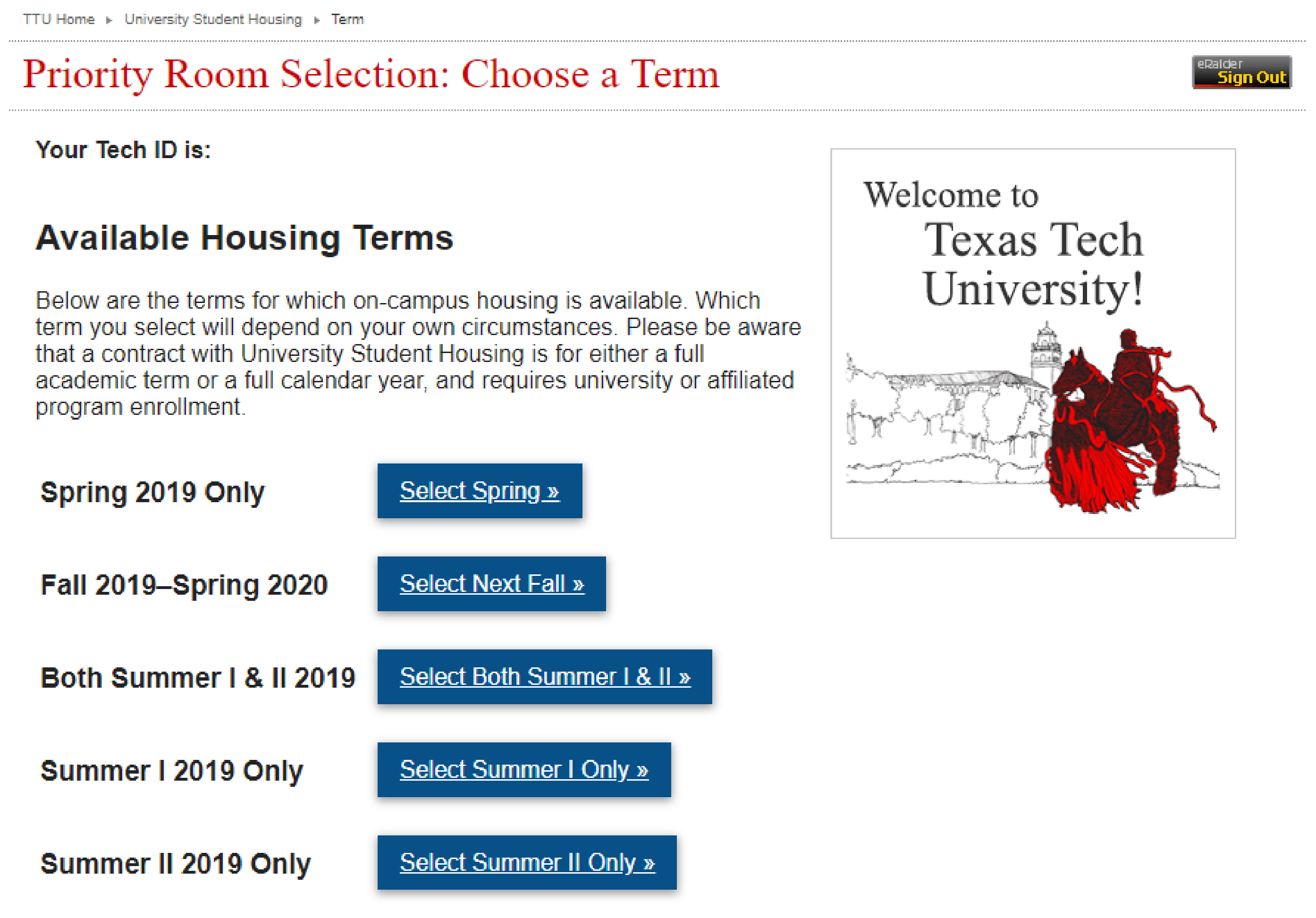 Priority Room Selection: Choose a Term