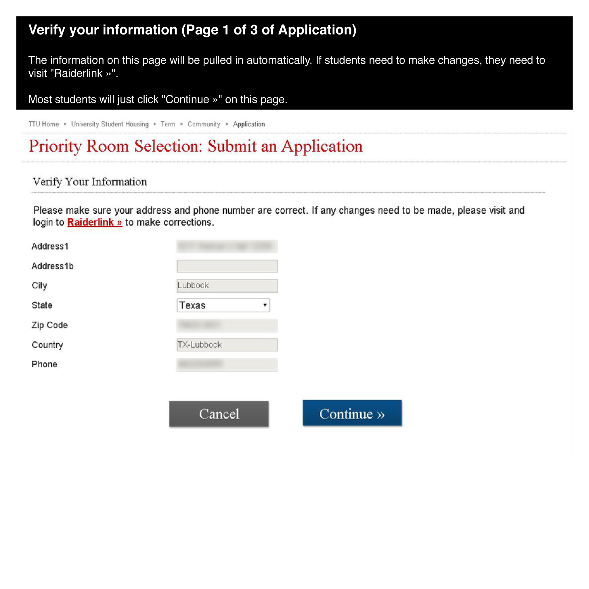 Verify your information (Page 1 of 3 of Application)