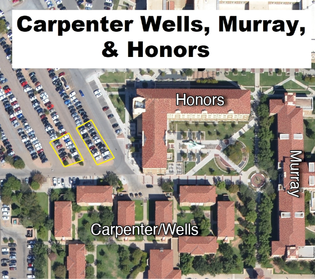 Bird's eye view of the Murray/Carpenter Wells parking lot