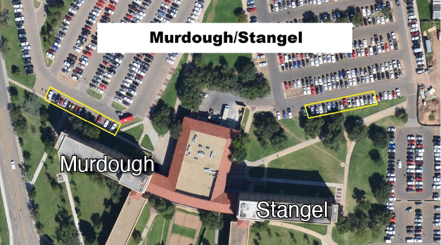 Bird's eye view of the Stangel/Murdough parking lot