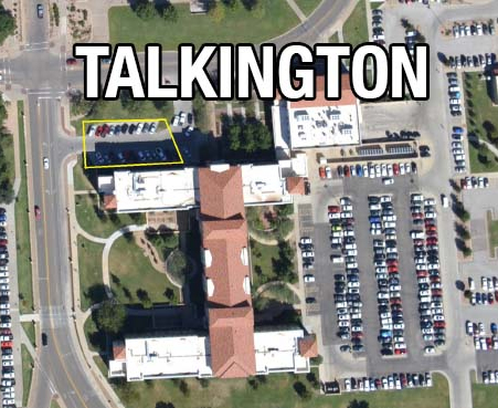 Bird's eye view of the Talkington parking lot