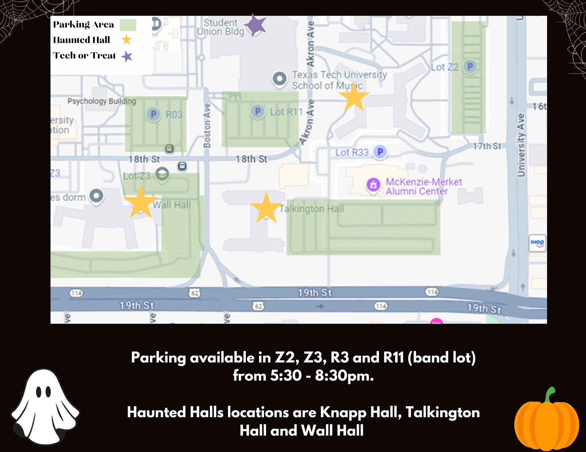 Map of safe treat parking