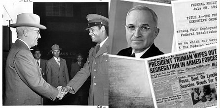 Collage of old photographs of the Executive Order 9981