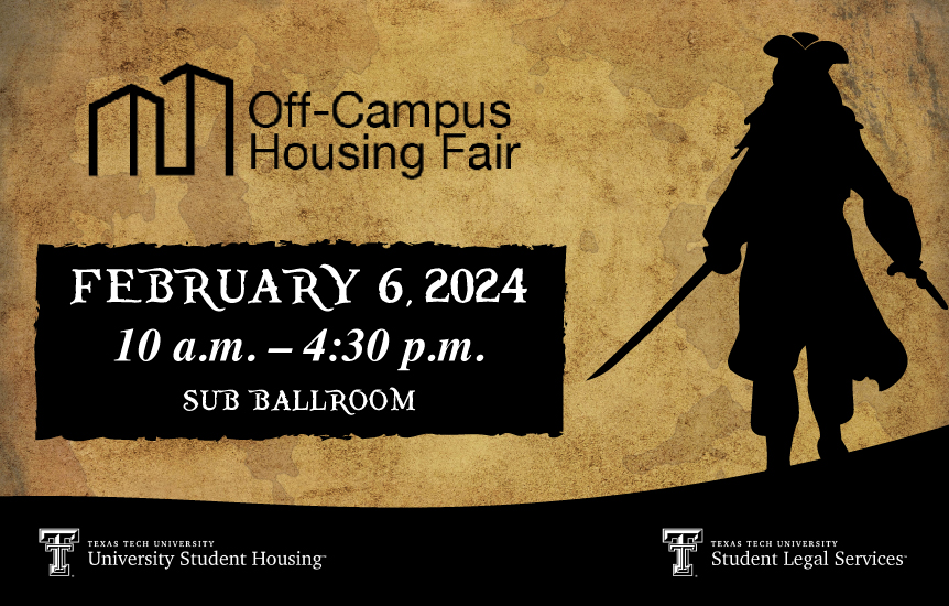 Off Campus Housing Fair. February 6, 2024. 10 a.m. - 4:30 p.m. SUB Ballroom. University Student Housing