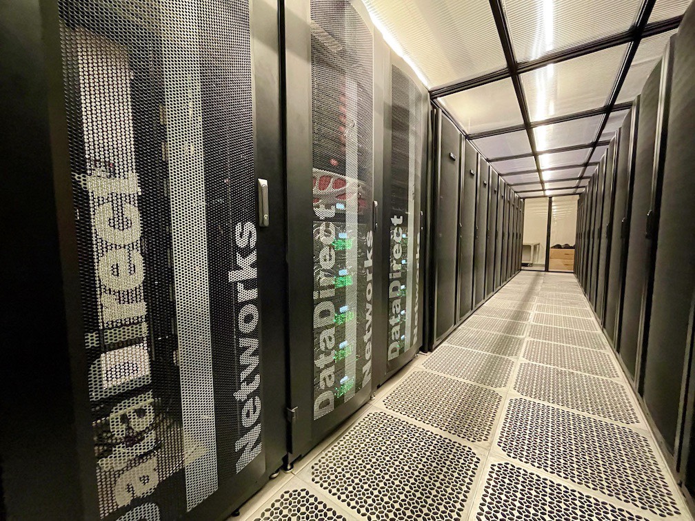 HPCC cluster highlighting data storage racks