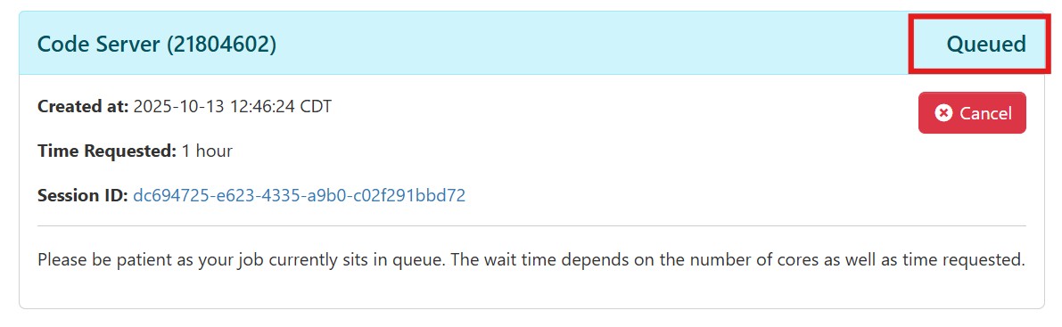 Code Server Queued