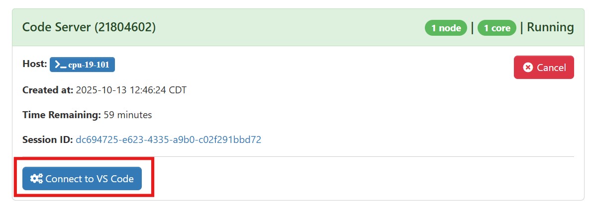 Code Server Running