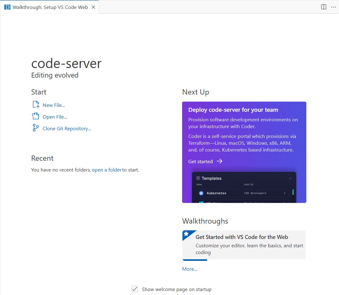 Code Server Screen