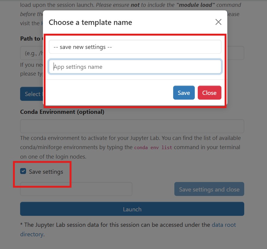 Save Interactive App Settings Save Interactive App