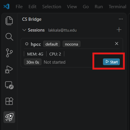 Start and connect to the Session Start and connect to the Session