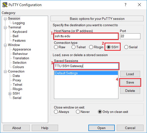 Setting up SSH gateway profile on PuTTY