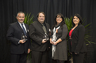 Image: Distinguished Staff Award - Chancellor's Award of Excellence Recipient group photo: Carey Hewett, John Gallant, Cathe Nutter Pictured with Lea Ann Lust, Office of the Chancellor 