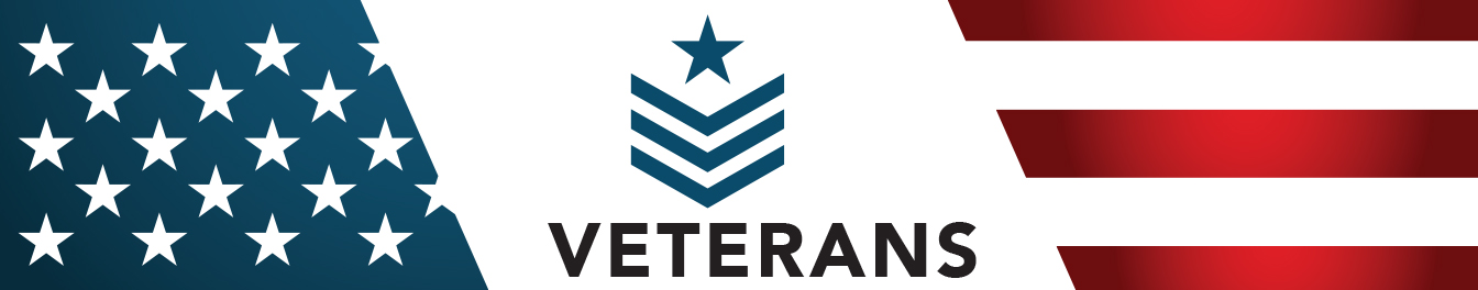 Banner image Veterans graphic with American flag artwork