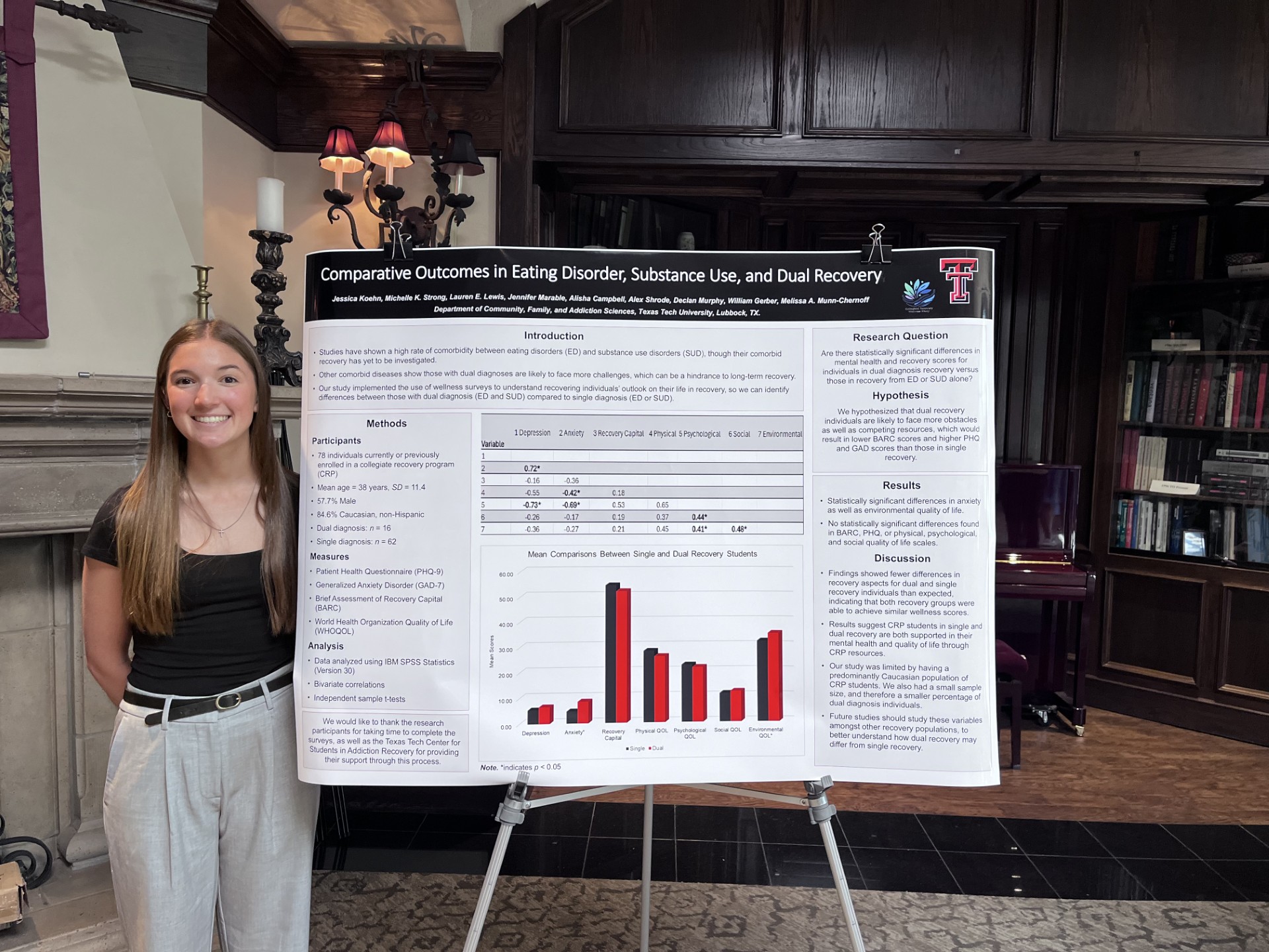 Jessica next to McKenzie Lectureship poster