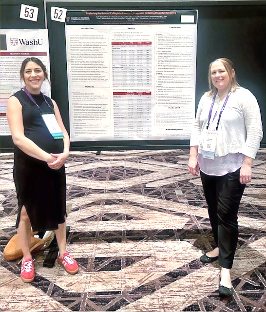Dr. Munn-Chernoff and Alex Shrode, RD next to ICED poster