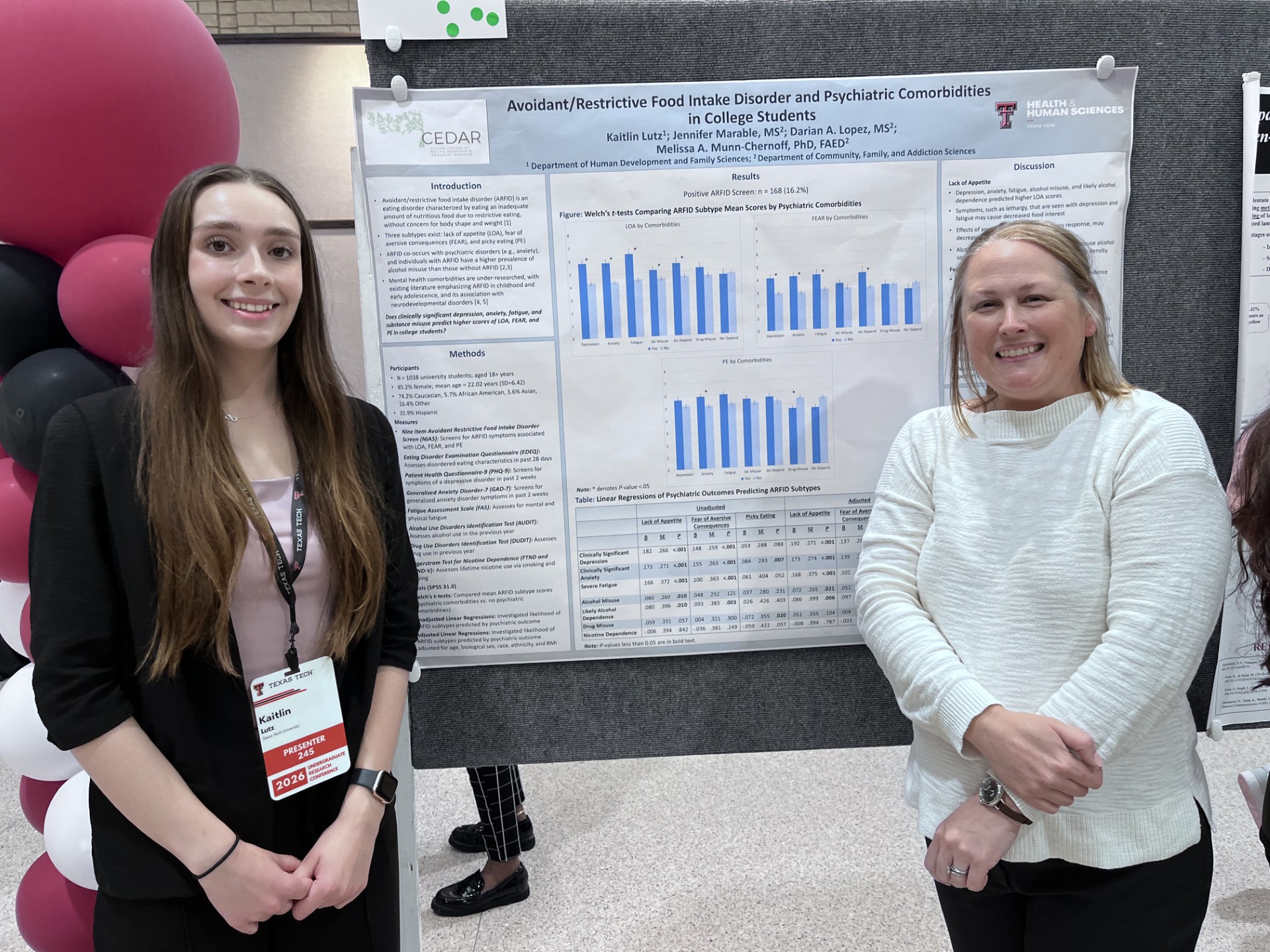 Kaitlin and Dr. Munn-Chernoff next to URC poster