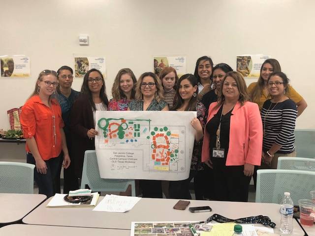 Photograph of designers at the end of the workshop training holding the schematic plan.