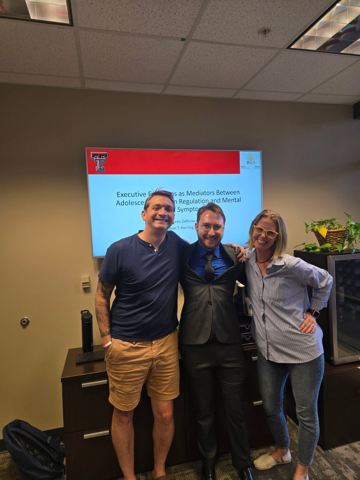 Tristan Herring after successfully defending his thesis. Tristan Herring after successfully defending his thesis.