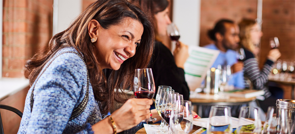 Classes with wine glasses on the table Classes with wine glasses on the table