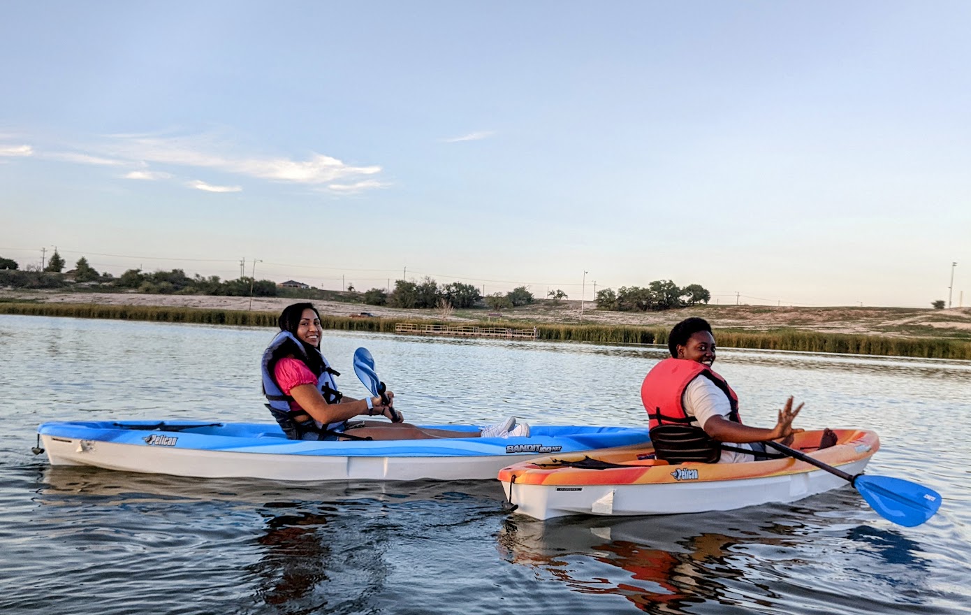 GG Maria shows new students the ropes at Kayaking event