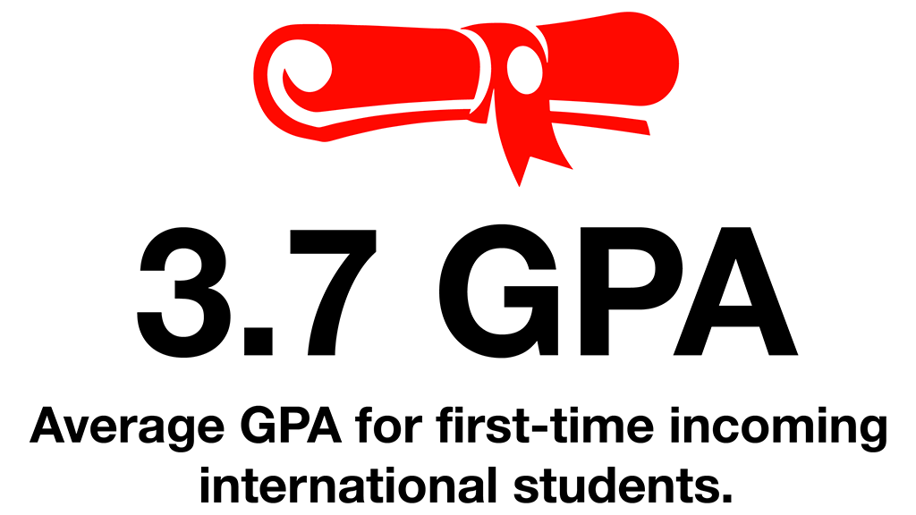 3.7 GPA - Average GPA for first-time incoming international students.